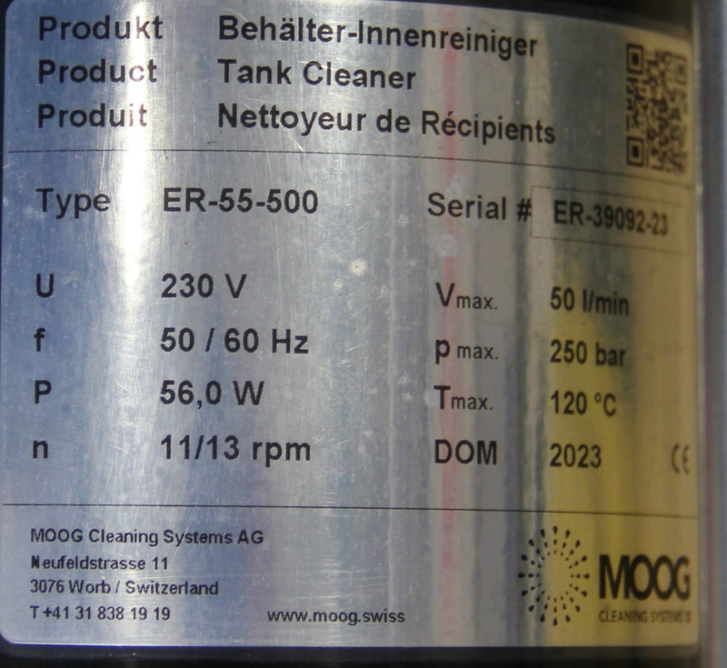 Moog Reinigungskopf Hochdruck Behälter-Innenreiniger 250 bar 50 l/min ER55.STD
