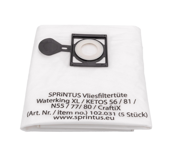 SPRiNTUS Vliesfiltertüten (VE= 5 Stück) für Waterking XL KETOS 56 / 81 / N55 / 77 / 80 / CraftiX 102031